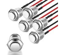 Gebildet 5 Pcs Prewired Waterproof Push Button Momentary Stainless Steel Push Button On Off 12mm 2A 12V/24V/125V/250V AC (High Head)