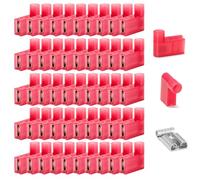Gebildet 50pcs 90 Degree Nylon Insulated Flag Terminal Female, F Type Wire Crimp Electrical Connector, Full Insulated Female Push On Wire Terminal Red 22-18 AWG