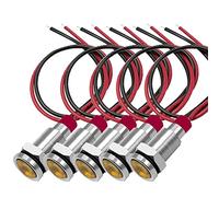 Gebildet 5pcs 10mm 3V-4.5V-5V-6V-7.5V-9VDC Energy Saving LED Metal Indicator Light Waterproof Signal Lamp with Wire(Orange)