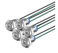 Gebildet 5pcs 10mm 3V-4.5V-5V-6V-7.5V-9VDC LED Metal Indicator Light Waterproof Signal Lamp Pilot Dash Directional Car Truck Boat with Wire(White)