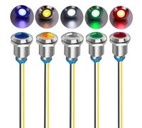 Gebildet 5Pcs 12mm 230V AC LED Metal Indicator Light Waterproof Signal Lamp (Green Orange Red Blue White 5Pcs)