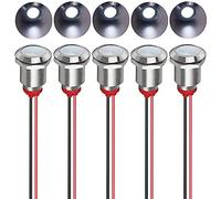Gebildet 5pcs 12mm AC/DC 12-24V LED Metal Indicator Light Waterproof Signal Lamp Pilot Dash Directional Car Truck Boat with Wire(White)