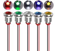 Gebildet 5pcs 12mm AC/DC 12-24V LED Metal Indicator Light Waterproof Signal Lamp with Wire