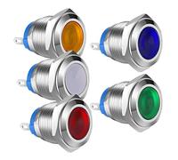 Gebildet 5pcs 16mm AC/DC 12-24V Stainless Steel Waterproof LED Indicator Light Metal Shell Pilot Custom Dash Signal Lamp Concave Head