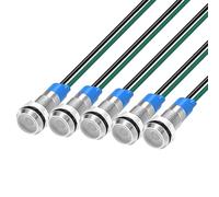 Gebildet 5pcs 6mm 3V-4.5V-5V-6V-7.5V-9VDC Energy Saving LED Metal Indicator Light Waterproof Signal Lamp with Wire(White)