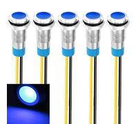 Gebildet 5pcs 8mm 230V AC LED Metal Indicator Light Waterproof Signal Lamp (Blue)