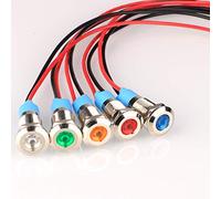 Gebildet 5Pcs 8mm 230V AC LED Metal Indicator Light Waterproof Signal Lamp (Green Orange Red Blue White 5Pcs)