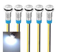 Gebildet 5pcs 8mm 230V AC LED Metal Indicator Light Waterproof Signal Lamp (White)