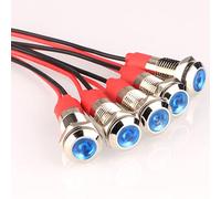 Gebildet 5pcs 8mm 3V-4.5V-5V-6V-7.5V-9VDC Energy Saving LED Metal Indicator Light Waterproof Signal Lamp with Wire(Blue)