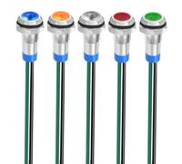 Gebildet 5pcs 8mm 3V-4.5V-5V-6V-7.5V-9VDC LED Metal Indicator Light Waterproof Signal Lamp Pilot Dash Directional Car Truck Boat with Wire(Red/Orange/Blue/Green/White)