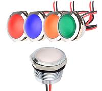 Gebildet 5pcs AC/DC 12-24V 20mA Energy Saving Indicator Light Metal Signal Lamp Waterproof 22mm LED White/Blue/Red/Green/Orange (Spherical Surface Head)