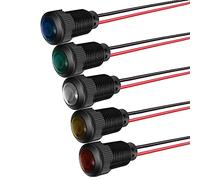 Gebildet 5pcs LED Plastic Indicator Pilot Light 220V Mounting Hole Size 12mm(Red/Orange/Blue/Green/White)