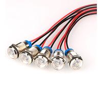 Gebildet 5pcs White AC/DC 12-24V Energy-Saving LED Metal Indicator Light Waterproof Signal Lamp with Wire(10mm)