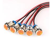 Gebildet 5pcs Yellow AC/DC 12-24V LED Metal Indicator Light Waterproof Signal Lamp Pilot Dash Directional Car Truck Boat with Wire(10mm)