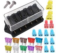 Gebildet 6 Way 32 V 1 ~ 40 A Generic Fuse Box, Blade Fuse Holder Lock with 10 Blade Free Fuses, 3A/5A/7.5A/10A/15A/20A/25A/30A/35A/40A