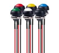 Gebildet 6pcs 12mm 3A/250VAC Prewired Waterproof Momentary Push Button SPST ON/OFF, Lockless Mini Round Button for Car Trumpet, PC, Home Doorbell