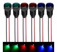 Gebildet 6pcs Red/Blue/Green LED Indicator Pilot Light AC/DC 12-24V Mounting Hole Size 10mm(Flame Retardant Plastic Shell)