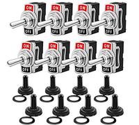 Gebildet 8 Pieces Rocker Switch with Cap Waterproof 12V-24V/15A, SPST On/Off 2 Positions 2 Pins, for Car Dashboard Light (Black)