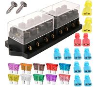 Gebildet 8 Way Car Standard Blade Fuse Holder Box (Apply To 1~40 AMP), with 10pcs Blade Fuse (3A/5A/7.5A/10A/15A/20A/25A/30A/35A/40A) and 16pcs Terminals, for Car/Boat/Marine/Trike