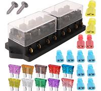 Gebildet 8 Way Car Standard Blade Fuse Holder Box (Apply to 1~40 AMP), with 10pcs Free Blade Fuse (3A/5A/7.5A/10A/15A/20A/25A/30A/35A/40A), Auto Fuse Block for Car/Boat/Marine/Trike