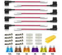 Gebildet 8 x 12 V 24 V Standard Add-A-Circuit Car Fuse Holder Blade Adapter ATS, with 6 Blade Fuses (3A/5A/7.5A/10A/15A/20A) and 1 x Extractor