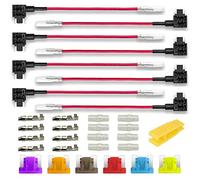 Gebildet 8pcs 12V-24V Low Profile Add-a-Circuit Fuse Tap, Mini Piggy Back Blade Fuse Holder with Wire Harness,6pcs Mini Blade Fuse(3A 5A 7.5A 10A 15A 20A) and Fuse Puller