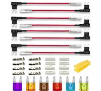 Gebildet 8pcs 12V 24V Small Add-a-Circuit Fuse Tap, ATM Small Piggy Back Blade Fuse Holder with Wire Harness,6pcs Fuse(3A 5A 7.5A 10A 15A 20A) and Fuse Puller