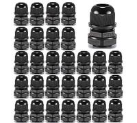 Gebildet Cable Gland, PG13.5 Plastic IP68 Waterproof Adjustable 6.0-12mm Cable Gland Joint with Gaskets, M20x1.5 Wire Connector, Wire Protector (Pack of 30, Black)