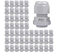 Gebildet Cable Gland, PG7 Plastic IP68 Waterproof Adjustable 3-6.5mm Cable Gland Joint with Gaskets, M12x1.5 Wire Connector, Wire Protector (Pack of 50, White)