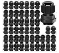 Gebildet Cable Gland, PG7 Plastic Waterproof Adjustable 3-6.5mm Cable Gland Joint with Gaskets, M12*1.5 Wire Connector, Wire Protector (Pack of 50, Black)
