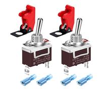 Gebildet E855 Safety Cover Toggle Switch Protection On Off 2 Pin Red Aeroplane Covered Rocker Switch 20A 12V-24VDC / 15A 230VAC Heavy Duty SPST for Cars Trucks Automotive