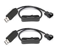 Gebildet Full Speed 12V Voltage Step-Up USB to 3-Pin and 4-Pin PC Fan Sleeved Switch Power Adapter Cable(Pack of 2)