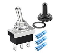 Gebildet Metal ON/OFF/ON Toggle Switch 25A 12VDC/15A 24VDC/10A 250VAC/15A 125VAC SPDT 3Pin 3Position Rocker Switch with Waterproof Cover Cap for Auto Car KN3D-103