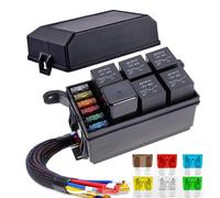 Gebildet Waterproof Relay Box for Car Truck, 5x 5-Pin JD1914 40A Relay and 6 ATC Fuse, Universal Marine Boat