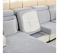 GEBIN Sofa Cushion Covers, High Stretch Chenille Sofa Seat Slipcovers, Couch Cushion Cover Replacement Fitted Washable Sofa Cushion Covers Furniture Protector Cover (Light gray,Large 2-seater)