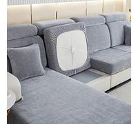 GEBIN Sofa Cushion Covers, High Stretch Chenille Sofa Seat Slipcovers, Couch Cushion Cover Replacement Fitted Washable Sofa Cushion Covers Furniture Protector Cover (Grey,Large 2-seater)