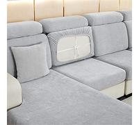 GEBIN Sofa Cushion Covers, High Stretch Chenille Sofa Seat Slipcovers, Couch Cushion Cover Replacement Fitted Washable Sofa Cushion Covers Furniture Protector Cover (Light gray,Backrest)