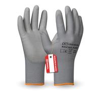 Gebol Micro Flex Women's Work Gloves, Breathable Assembly Gloves with PU Coating for Precise Sensitivity and Grip Safety, Grey