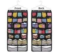 Geboor Hanging Closet Organizer, Dual-Sided Space Saving Storage Holder with 42 Pockets for Stockings Socks Underwear Jewelry Ties (42 Pockets)