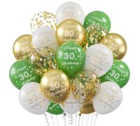 Geburtstag Deko,Salbeigrüne Deko 30. Geburtstag Mann Frau 30 Stück Luftballons 30 Jahre Geburtstag,Happy Birthday Luftballon Gold 30. Geburtstagsdeko Frau, 30.Birthday Konfetti Balloon Deko