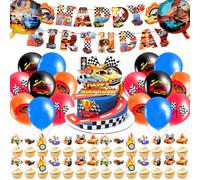 Geburtstags Deko Luftballons- Racing Car Ballons Kindergeburtstag Dekoration Luftballons Party Supplies mit Birthday Banner Tortendeko Geburtstags Party Dekorationen für Kinder Mädchen Babypartys