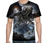 Gecaitez Mens Cthulhu Monster T Shirt, 3D Printed Graphic T-Shirts Top Tees S-3XL(Cthulhu Monster-XXL), Black