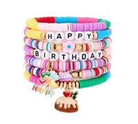 Gecgucy 4th of July Beaded Bracelets for Women, Red White Blue Stretch Stackable Patriotic Friendship Bracelets, Independence Day Gifts, One Size, Plastic Resin, no gemstone