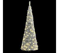 Gecheer 150cm Green & White Artificial Christmas Tree with Warm White LED Lights - 100 LED Flocked Snow Design Model357757