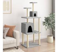 Gecheer 2-House Cat Tree Tower with Soft Plush & Sisal - Light Grey, 61 x 48.5 x 167 cm Model172068