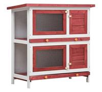Gecheer 2-Layer Wooden Rabbit Hutch with Iron Wire Mesh, Large Outdoor Pet Cage for Small Animals, Green Roof, Pull-Out Trays, Perfect for Play, Exercise, and Sleeping 170836