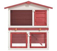 Gecheer 2-Tier Rabbit Hutch with Ramp, Large Wooden Outdoor Pet Cage, Green Roof, Easy-Clean Pull-Out Tray, for Small Animals, Play, Exercise, Training 170839