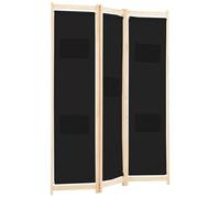 Gecheer 3-Panel Room Divider Black 120x170x4 cm Fabric Model248183