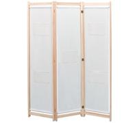 Gecheer 3-Panel Room Divider, Cream Fabric & Fir Wood Frame, 120x170x4 cm, Bedroom Privacy Screen Model42975