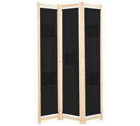 Gecheer 3-Panel Room Divider Privacy Screen, Black, Fabric & Solid Fir Wood Frame, 120 x 170 x 4 cm, Bedroom Dressing Area or Room Partition Model248183